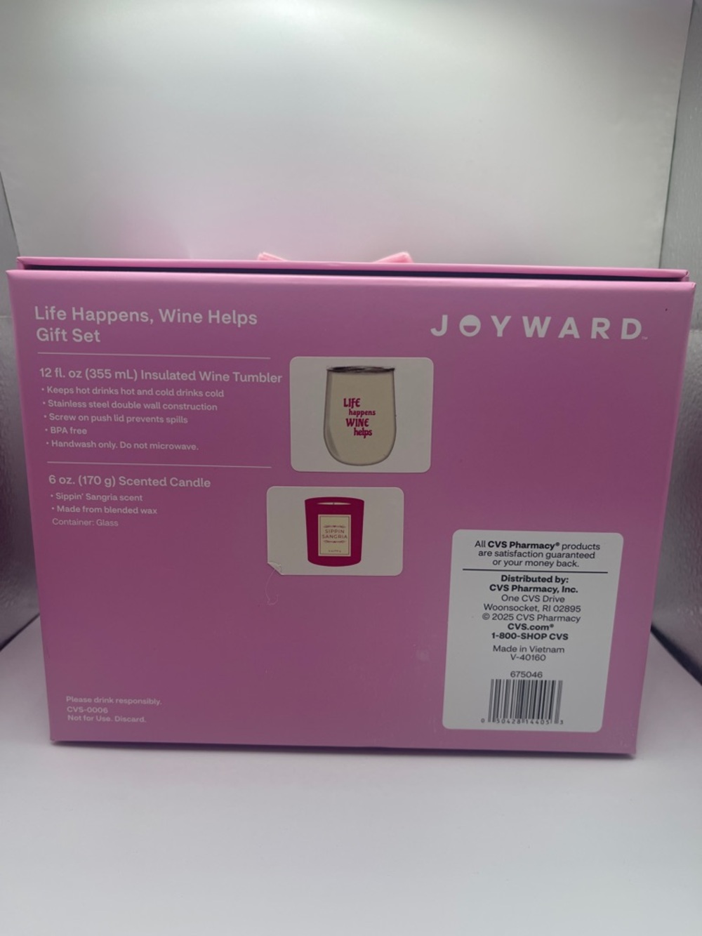 Joyward Sippin Sangria Gift Set - Scented Candle and Wine Tumbler - Picture 3 of 17